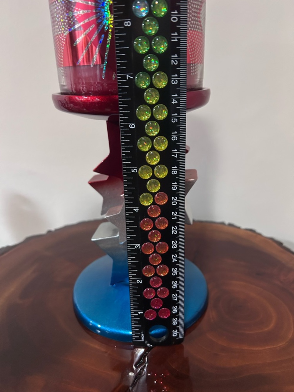 Bath & Body Works Red Glitter Star Candle Holder with Blue Base - Picture 6 of 11